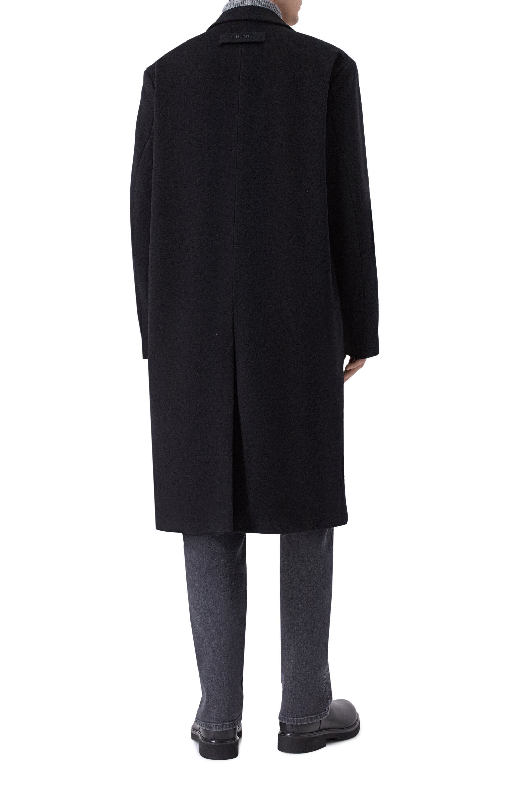 Шерстяное пальто HUGO черного цвета по цене 54950 руб., арт. 50549287, фото 4 Шерстяное пальто HUGO, арт. 50549287, фото 4