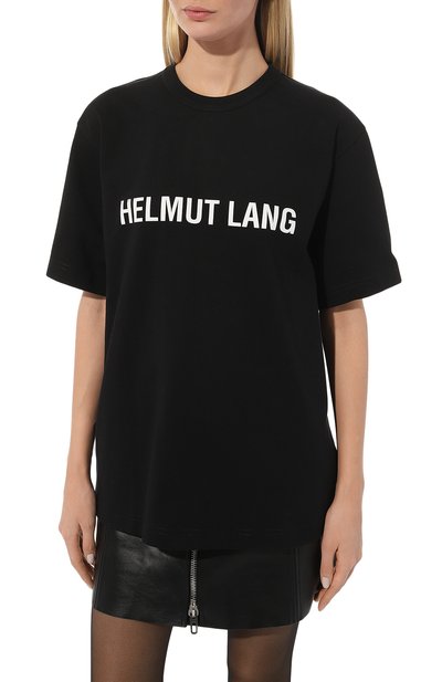 Хлопковая футболка HELMUT LANG черного цвета по цене 17400 руб., арт. L09HM523, фото 3 Хлопковая футболка HELMUT LANG, арт. L09HM523, фото 3