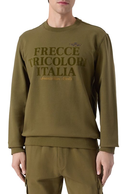 Хлопковый свитшот Aeronautica Militare FE2056UF00662 Хаки  FE2056UF00662 Фото 3