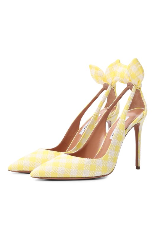 Текстильные туфли Bow Tie 105 Aquazzura DENHIGP0-PJQ-DIS Жёлтый DENHIGP0-PJQ-DIS