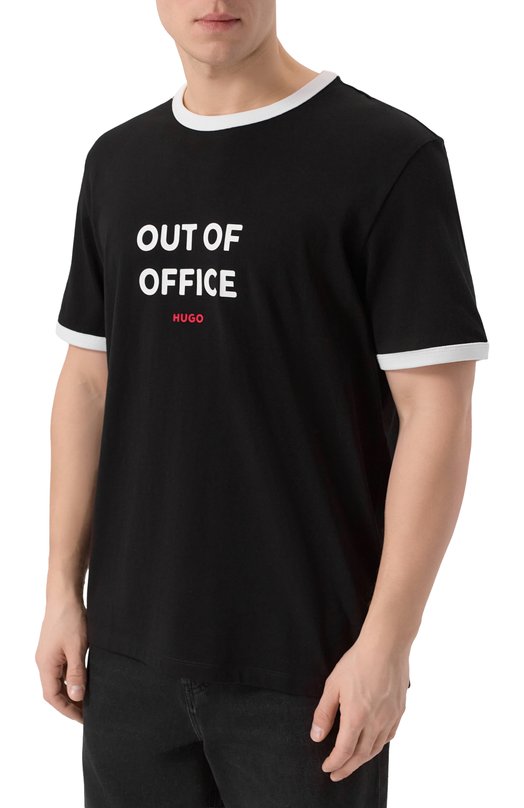 Хлопковая футболка HUGO 50556545 Чёрный  50556545 Фото 3