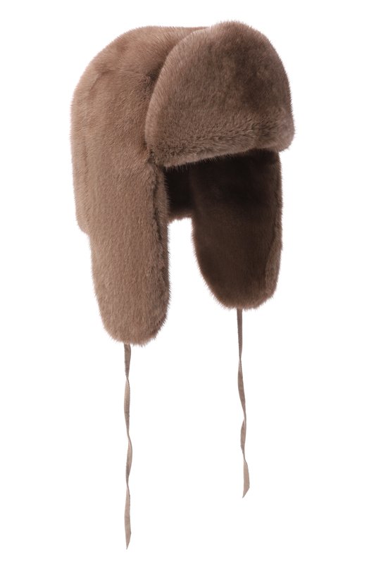 Меховая шапка-ушанка из норки MVST MH-02 MINK PASTEL Коричневый MH-02 MINK PASTEL