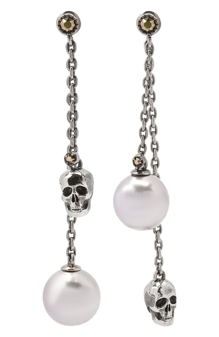 Женские серьги ALEXANDER MCQUEEN серебряного цвета, арт. 651156/J160X | Фото 1 (Материал: Металл; Нос: Не проставлено; Региональные ограничения белый список (Axapta Mercury): Не проставлено)