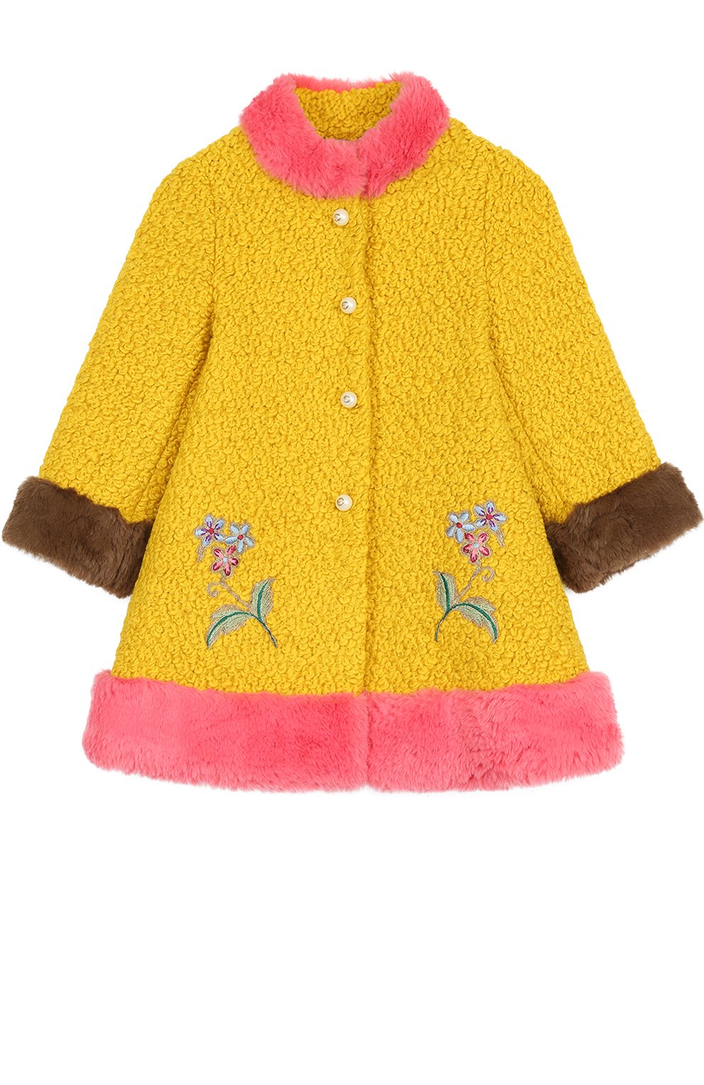 Шерстяное пальто с контрастной отделкой и нашивками GUCCI разноцветного цвета по цене 114000 руб., арт. 477430/ZB403, фото 1 Шерстяное пальто с контрастной отделкой и нашивками GUCCI, арт. 477430/ZB403, фото 1