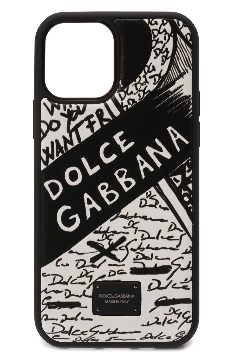 Кожаный чехол для iphone 12/12 pro DOLCE & GABBANA черно-белого цвета, арт. BP2905/AQ276 | Фото 1 (Материал: Натуральная кожа; Женское Кросс-КТ: Кожа iPhone; Нос: Не проставлено; Региональные ограничения белый список (Axapta Mercury): Не проставлено)