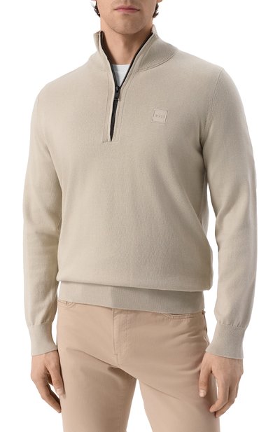 Хлопковый джемпер BOSS ORANGE бежевого цвета по цене 19500 руб., арт. 50527585, фото 3 Хлопковый джемпер BOSS ORANGE, арт. 50527585, фото 3