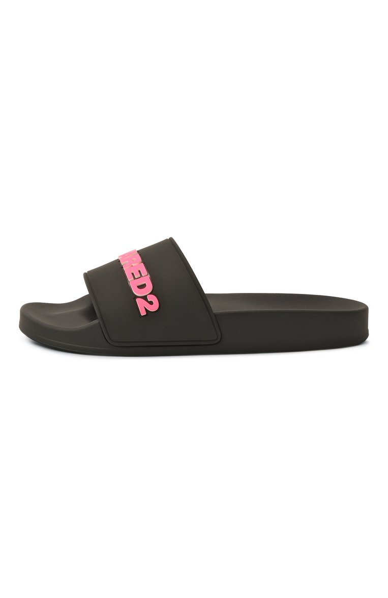 Женские шлепанцы DSQUARED2 черного цвета, арт. FFW0017/17205013 | Фото 4 (Подошва: Платформа; Материал сплава: Проставлено; Драгоценные камни: Проставлено; Материал внешний: Резина)
