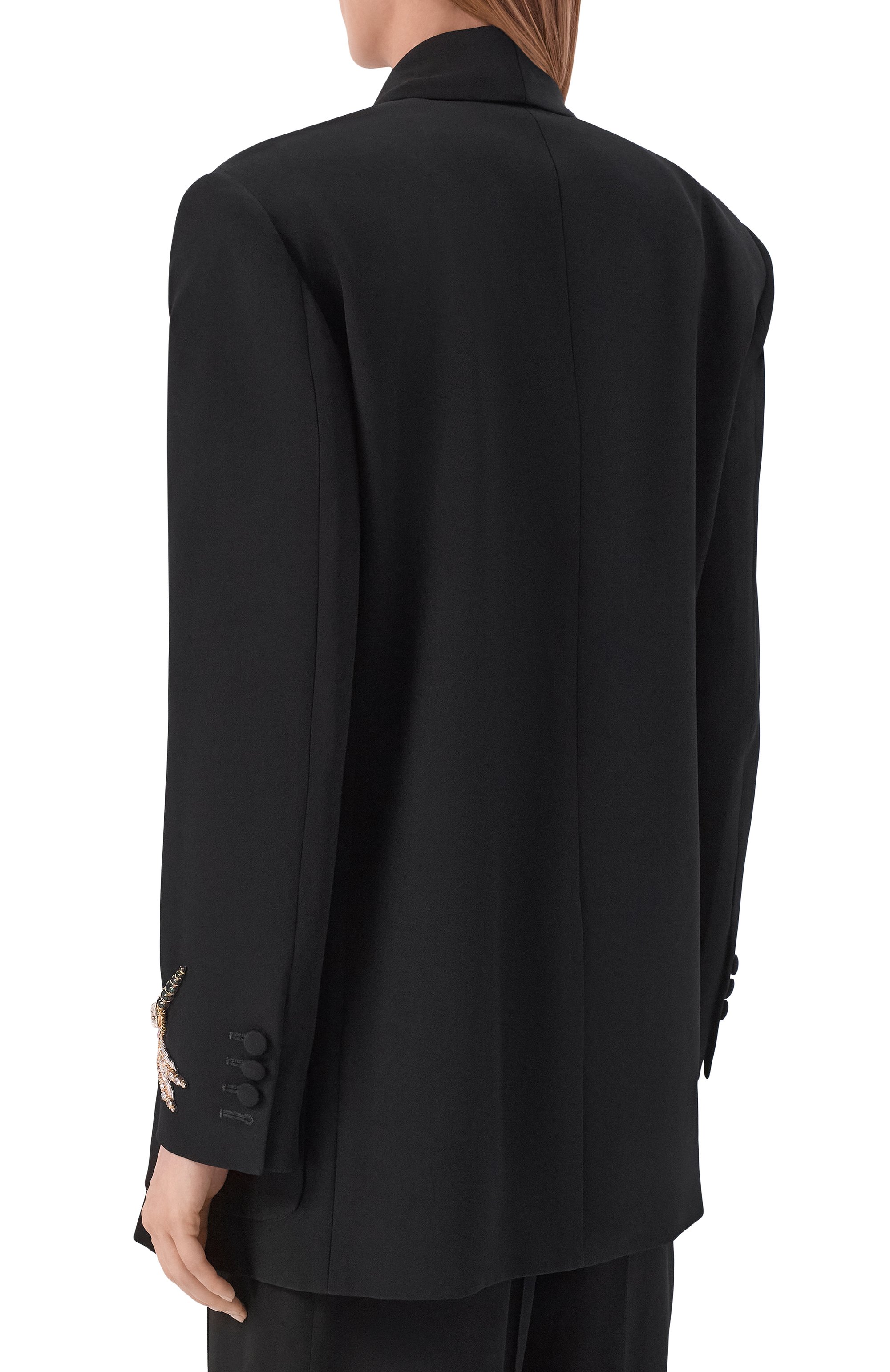 Жакет из вискозы BALMAIN черного цвета по цене 647000 руб., арт. HF1SJ165/PD58, фото 4 Жакет из вискозы BALMAIN, арт. HF1SJ165/PD58, фото 4