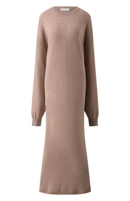Женское кашемировое платье EXTREME CASHMERE бежевого цвета, арт. 289-011-01-FE-04 | Фото 1 (Материал внешний: Кашемир, Шерсть; Драгоценные камни: Проставлено; Длина Ж (юбки, платья, шорты): Макси; Материал сплава: Проставлено; Рукава: Длинные)