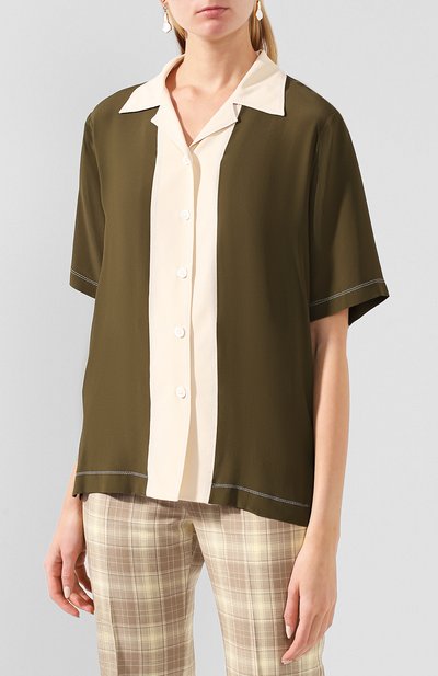 Рубашка MARNI хаки цвета по цене 51250 руб., арт. CAMA0270Q0/TA089, фото 3 Рубашка MARNI, арт. CAMA0270Q0/TA089, фото 3