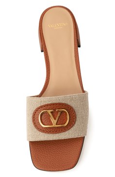 Женские текстильные шлепанцы vlogo signature VALENTINO бежевого цвета, арт. 6W2S0LT0/SJR | Фото 6 (Драгоценные камни: Проставлено; Материал сплава: Проставлено; Материал внешний: Текстиль; Подошва: Плоская; Материал внутренний: Натуральная кожа; Каблук высота: Низкий)