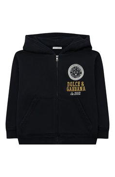 Детский хлопковая толстовка DOLCE & GABBANA темно-синего цвета, арт. L4JWDW/G7DW1/2-6 | Фото 1 (Рукава: Длинные; Мальчики Кросс-КТ: Толстовка-одежда; Региональные ограничения белый список (Axapta Mercury): Не проставлено; Материал сплава: Проставлено; Нос: Не проставлено; Материал внешний: Хлопок; Драгоценные камни: Проставлено)