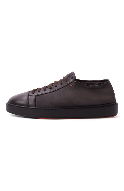 Кожаные кеды Cleanic Santoni MBCG21533NEAPECE Коричневый  MBCG21533NEAPECE Фото 4