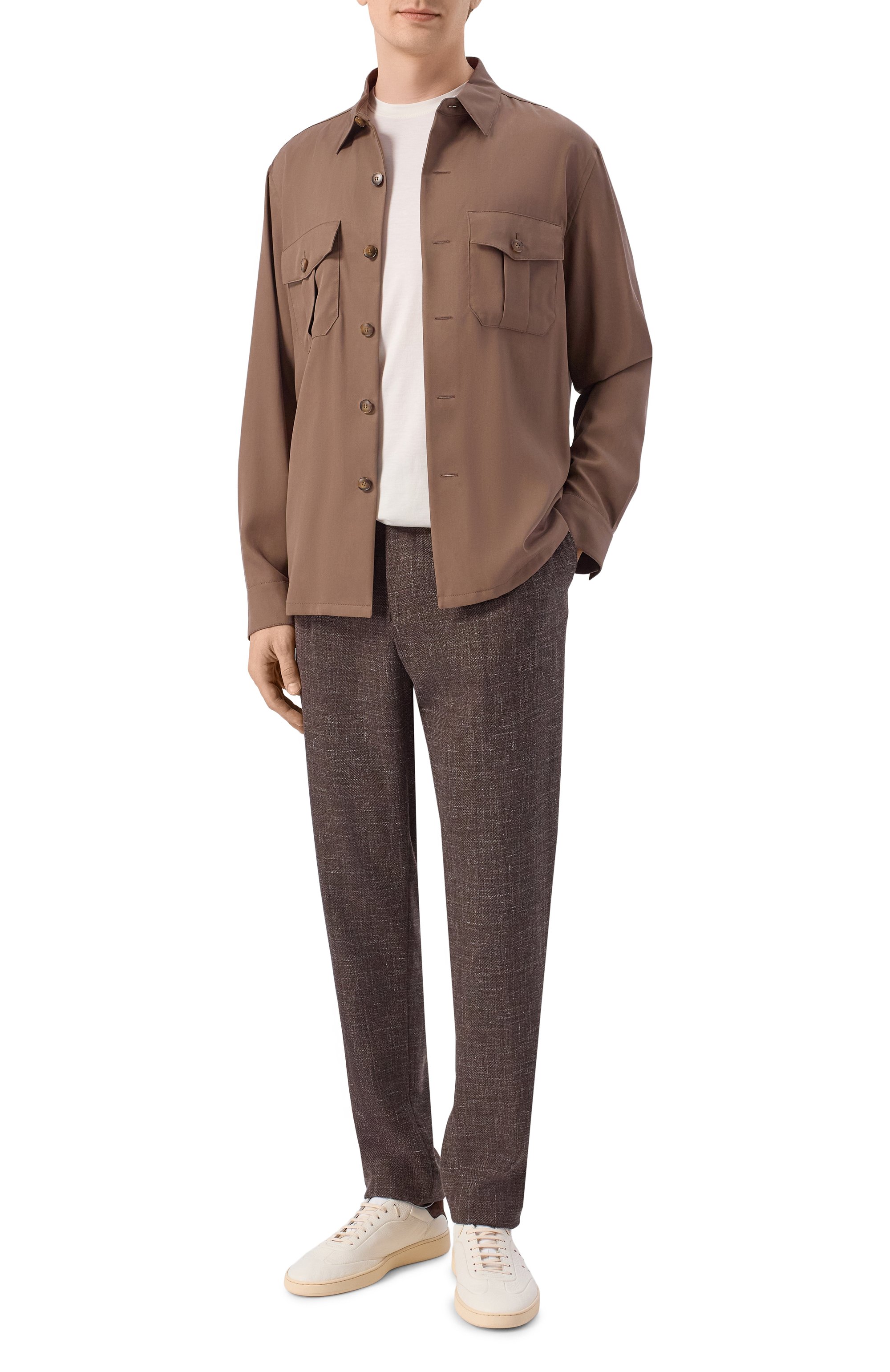 Рубашка из лиоцелла CANALI коричневого цвета по цене 122000 руб., арт. 31019/AE05574, фото 2 Рубашка из лиоцелла CANALI, арт. 31019/AE05574, фото 2