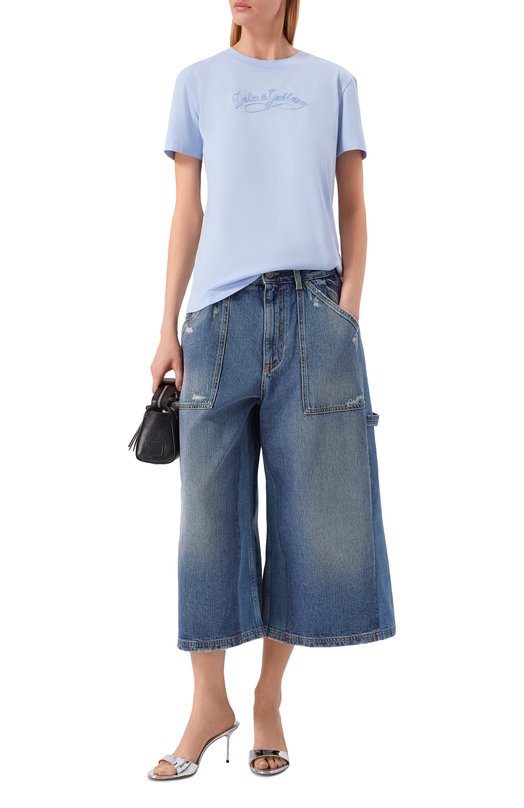 Хлопковая футболка Dolce & Gabbana F8V42Z/GDDL1 Голубой  F8V42Z/GDDL1 Фото 2