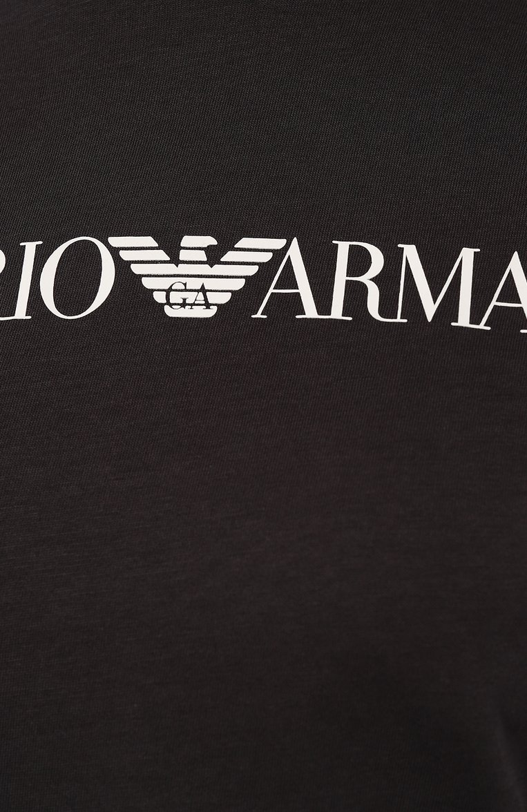 Женская хлопковая футболка EMPORIO ARMANI темно-синего цвета, арт. 8N2T9C/2J53Z | Фото 5 (Длина (для топов): Стандартные; Материал внешний: Хлопок; Рукава: Короткие; Принт: С принтом; Стили: Кэжуэл)