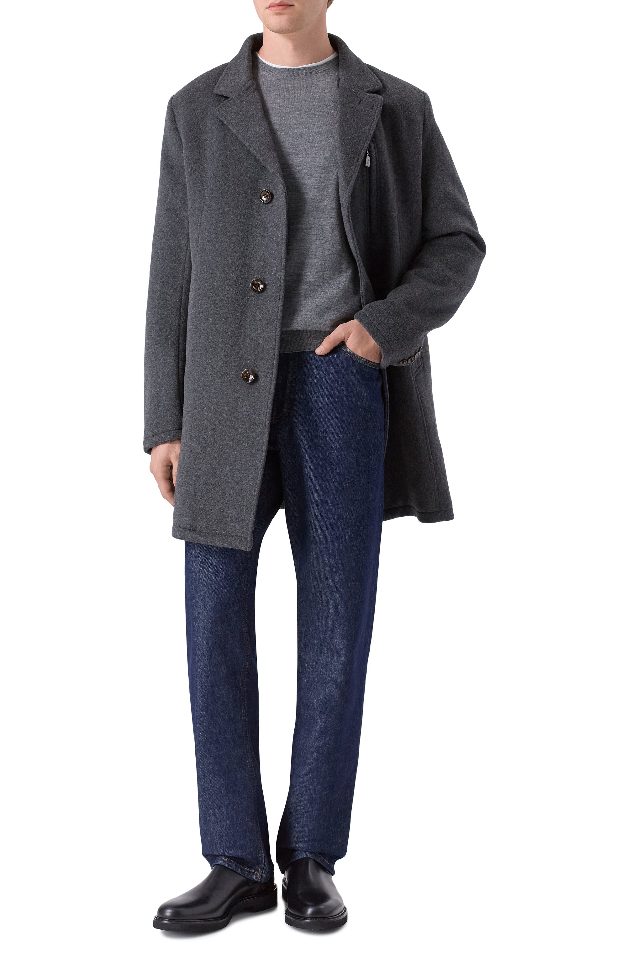 Пальто из шерсти и вискозы GIMO'S темно-серого цвета по цене 153000 руб., арт. 5W20.U.440.605, фото 2 Пальто из шерсти и вискозы GIMO'S, арт. 5W20.U.440.605, фото 2