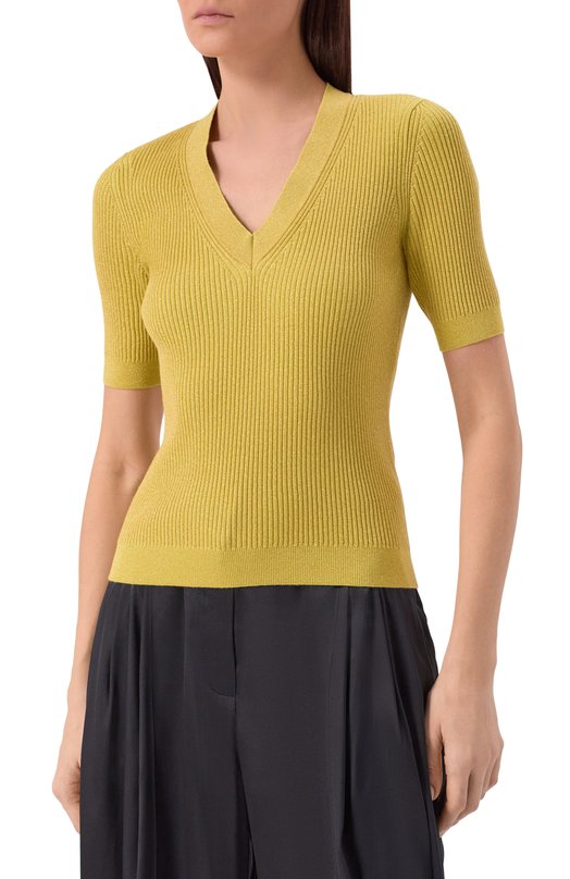 Пуловер из хлопка и шерсти Nina Ricci 26PMPU015/ML0600 Жёлтый  26PMPU015/ML0600 Фото 3