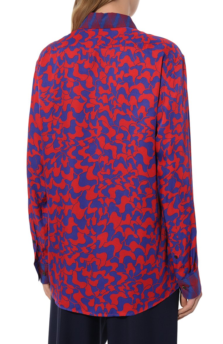 Женская блузка из вискозы и хлопка DRIES VAN NOTEN разноцветного цвета, арт. 010703-8104 | Фото 4 (Материал внешний: Вискоза; Рукава: Длинные; Длина (для топов): Удлиненные; Принт: С принтом; Женское Кросс-КТ: Блуза-одежда; Стили: Кэжуэл; Автоматизация ТО: Проставлено; Автоматизация состава: Проставлено)