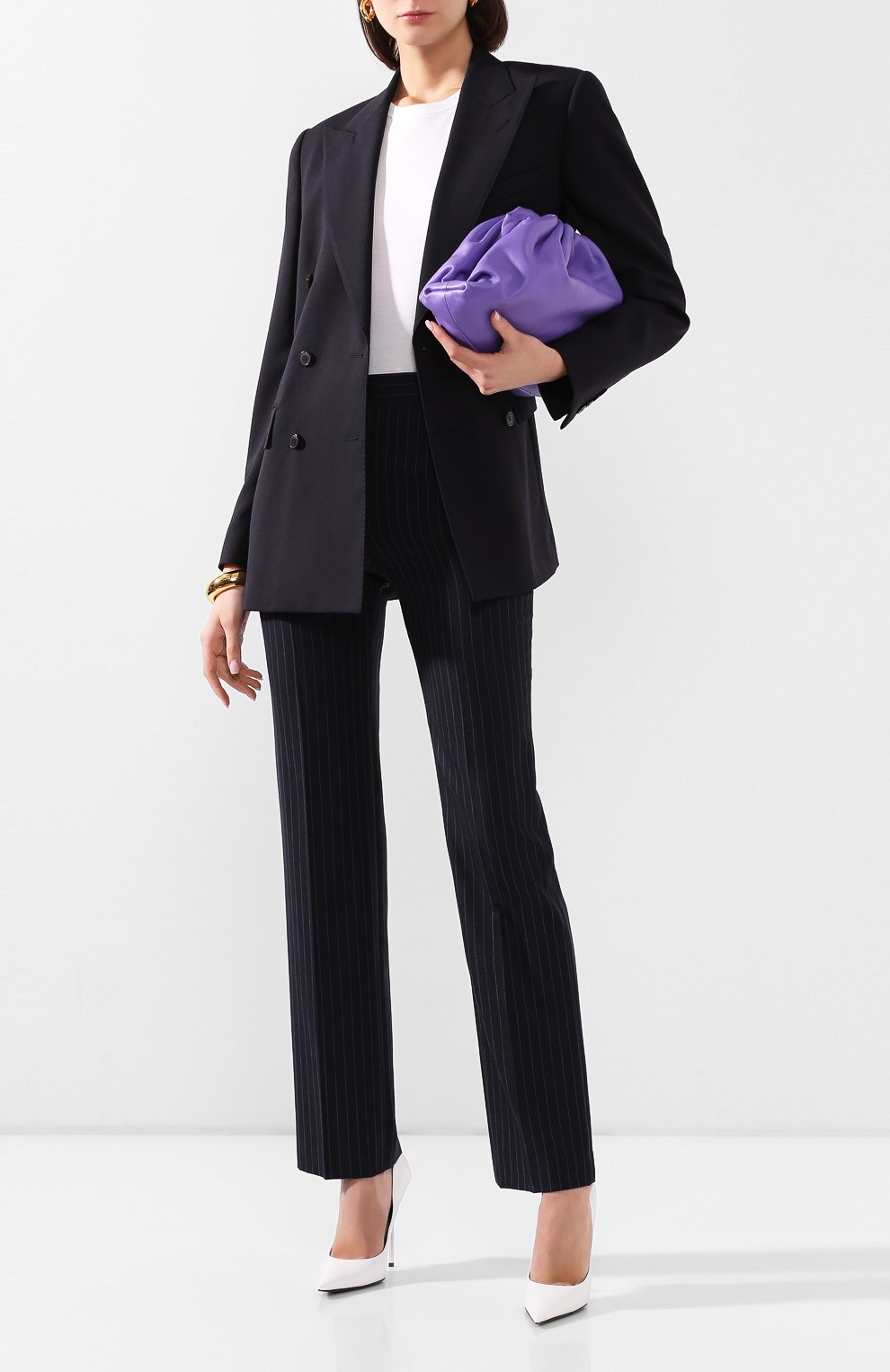 Шерстяные брюки VICTORIA BECKHAM темно-синего цвета по цене 106500 руб., арт. 1220WTR001203C, фото 2 Шерстяные брюки VICTORIA BECKHAM, арт. 1220WTR001203C, фото 2
