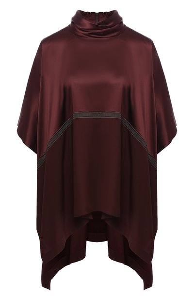 Женский шелковый топ свободного кроя с воротником-стойкой BRUNELLO CUCINELLI, арт. M0C59E5504