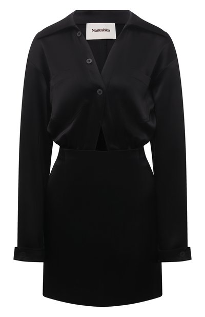 Женское атласное платье NANUSHKA, арт. ALTAIR_BLACK_SLIP SATIN