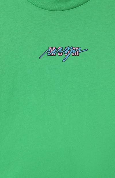 Хлопковая футболка MSGM KIDS зеленого цвета по цене 6645 руб., арт. S5MSJGTH080, фото 3 Хлопковая футболка MSGM KIDS, арт. S5MSJGTH080, фото 3