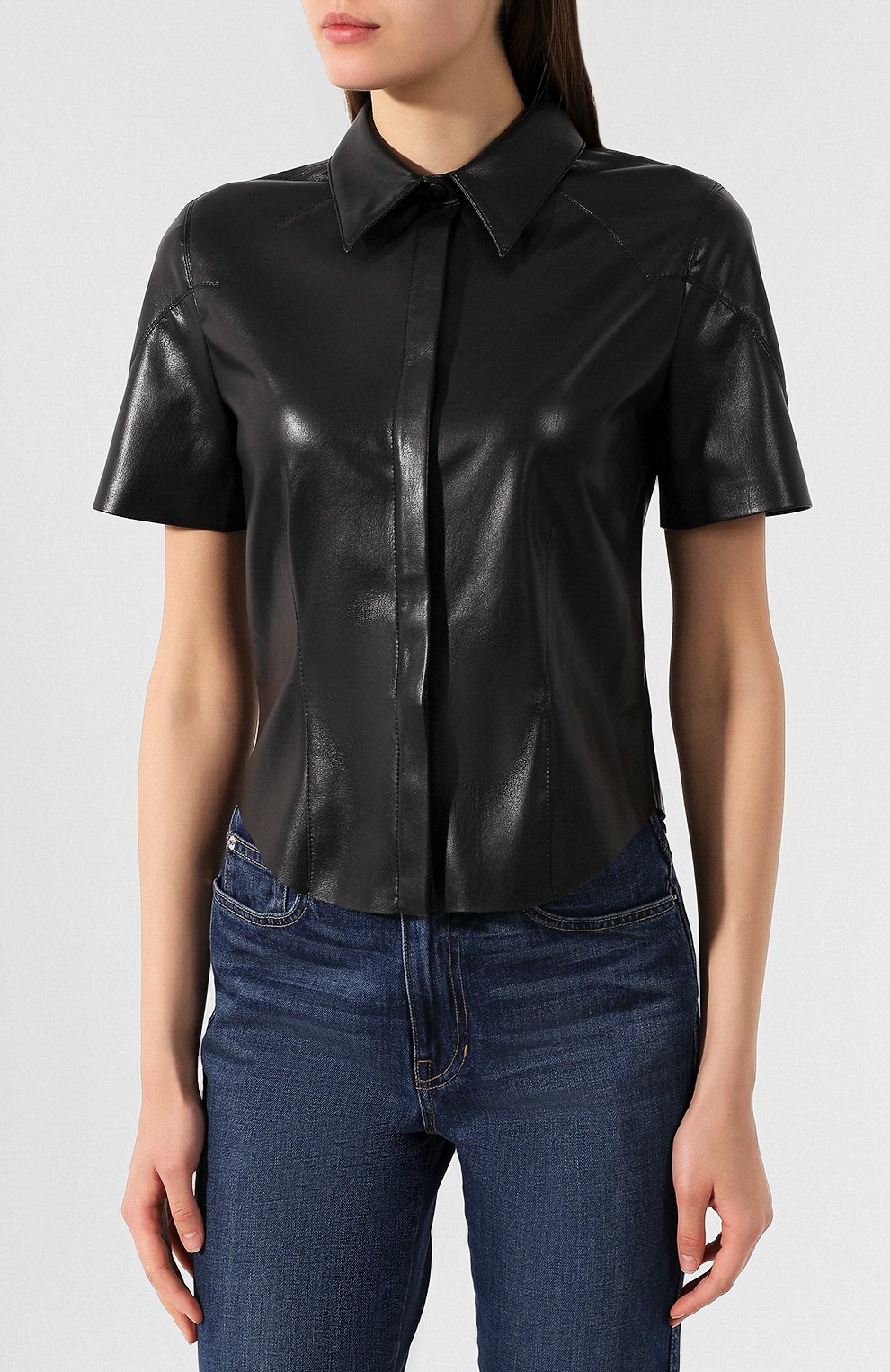 Блузка NANUSHKA, арт. CLARE_BLACK_VEGAN LEATHER, фото 3