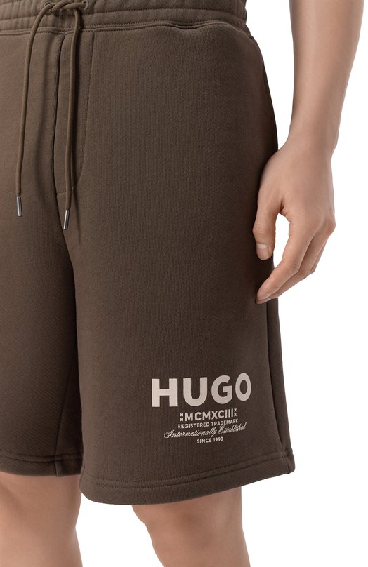 Хлопковые шорты HUGO Blue 50510728 Коричневый  50510728 Фото 5