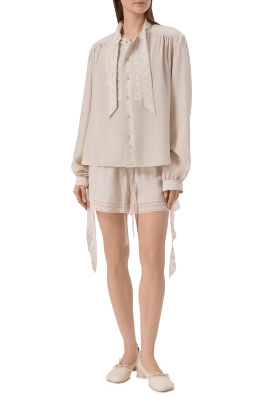 Шелковая блузка Ann Demeulemeester B0013977/FA731 Бежевый  B0013977/FA731 Фото 2
