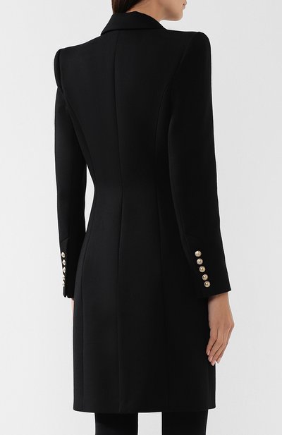 Шерстяное пальто BALMAIN черного цвета по цене 358000 руб., арт. SF18541/W031, фото 4 Шерстяное пальто BALMAIN, арт. SF18541/W031, фото 4