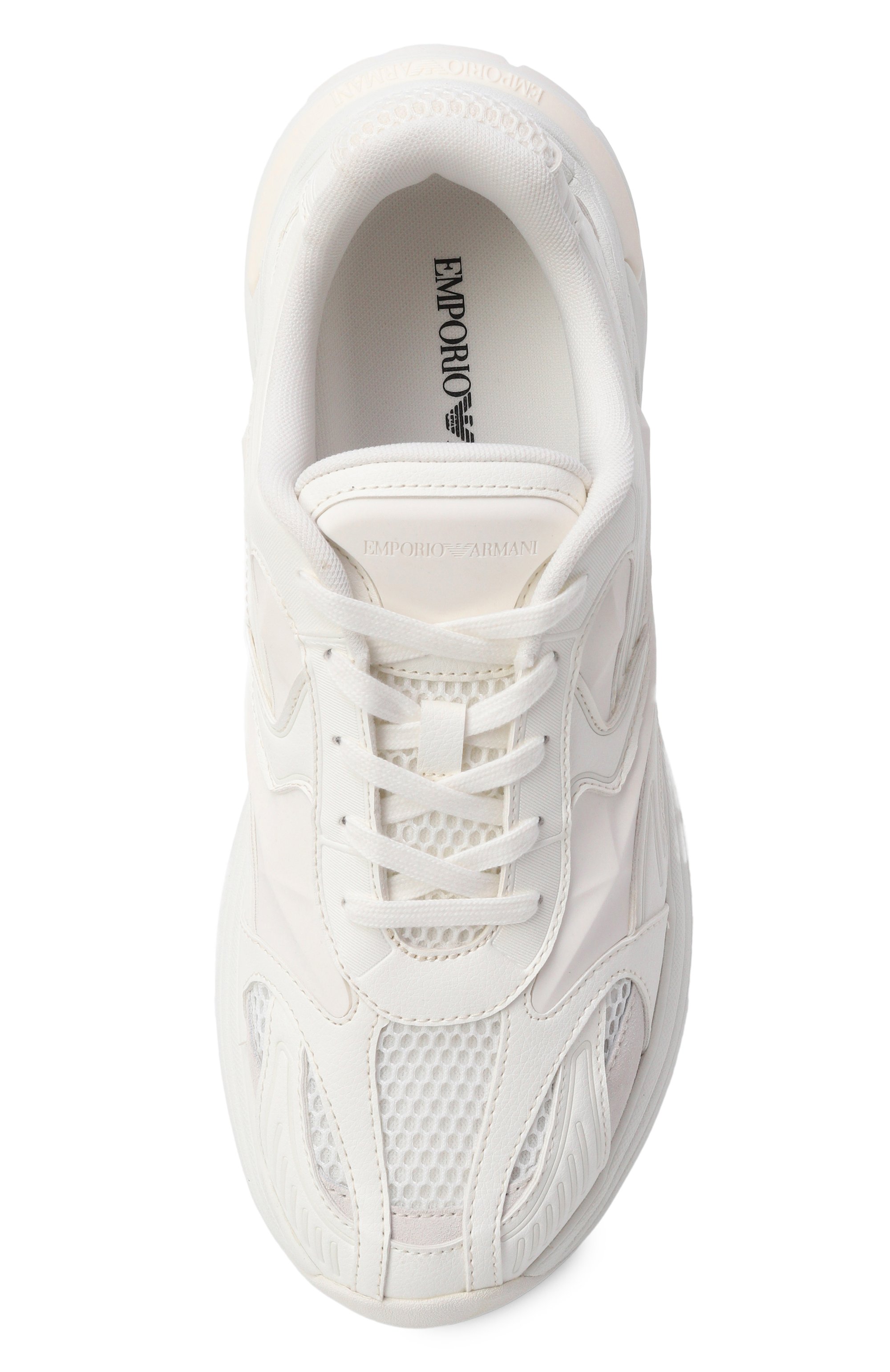 Комбинированные кроссовки EMPORIO ARMANI белого цвета по цене 51400 руб., арт. EM004829/AF23185, фото 5 Комбинированные кроссовки EMPORIO ARMANI, арт. EM004829/AF23185, фото 5