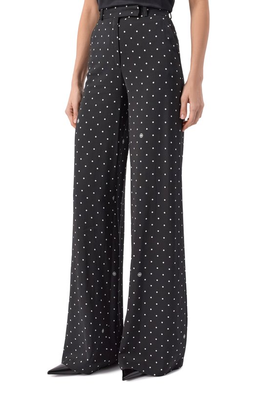 Брюки из вискозы и шелка Elie Saab P0170PR26/CD024 Чёрно-белый  P0170PR26/CD024 Фото 3