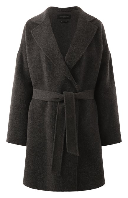 Женское шерстяное полупальто WEEKEND MAX MARA серого цвета, арт. NELLA | Фото 1 (Длина (верхняя одежда): До середины бедра; Материал внешний: Шерсть; Рукава: Длинные; Драгоценные камни: Проставлено; Материал сплава: Проставлено)