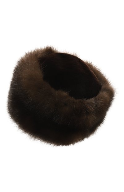 Меховая шапка-кубанка из норки и соболя VICTORIA KUSENKOVA темно-коричневого цвета по цене 288420 руб., арт. 060213504455, фото 3 Меховая шапка-кубанка из норки и соболя VICTORIA KUSENKOVA, арт. 060213504455, фото 3