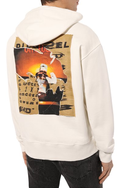 Хлопковое худи DIESEL кремового цвета по цене 48050 руб., арт. A08528/0EJAA, фото 4 Хлопковое худи DIESEL, арт. A08528/0EJAA, фото 4