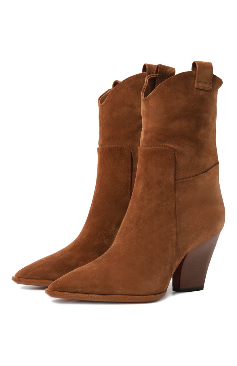 Женские замшевые казаки SANTONI коричневого цвета, арт. WT0P59670HI3TTV8M40 | Фото 1 (Материал внутренний: Натуральная кожа; Подошва: Плоская; Каблук высота: Высокий; Материал утеплителя: Без утеплителя; Материал внешний: Замша, Натуральная кожа; Женское Кросс-КТ: Казаки-ботинки)