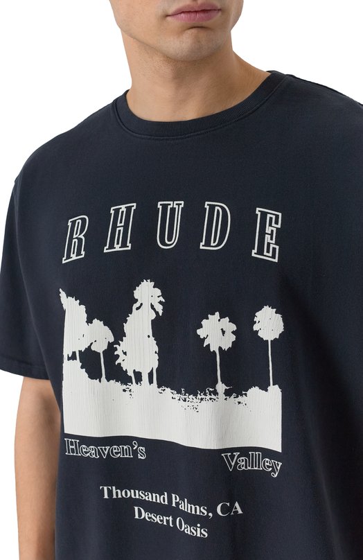 Хлопковая футболка Rhude RHFW25TT02012 Чёрный  RHFW25TT02012 Фото 5