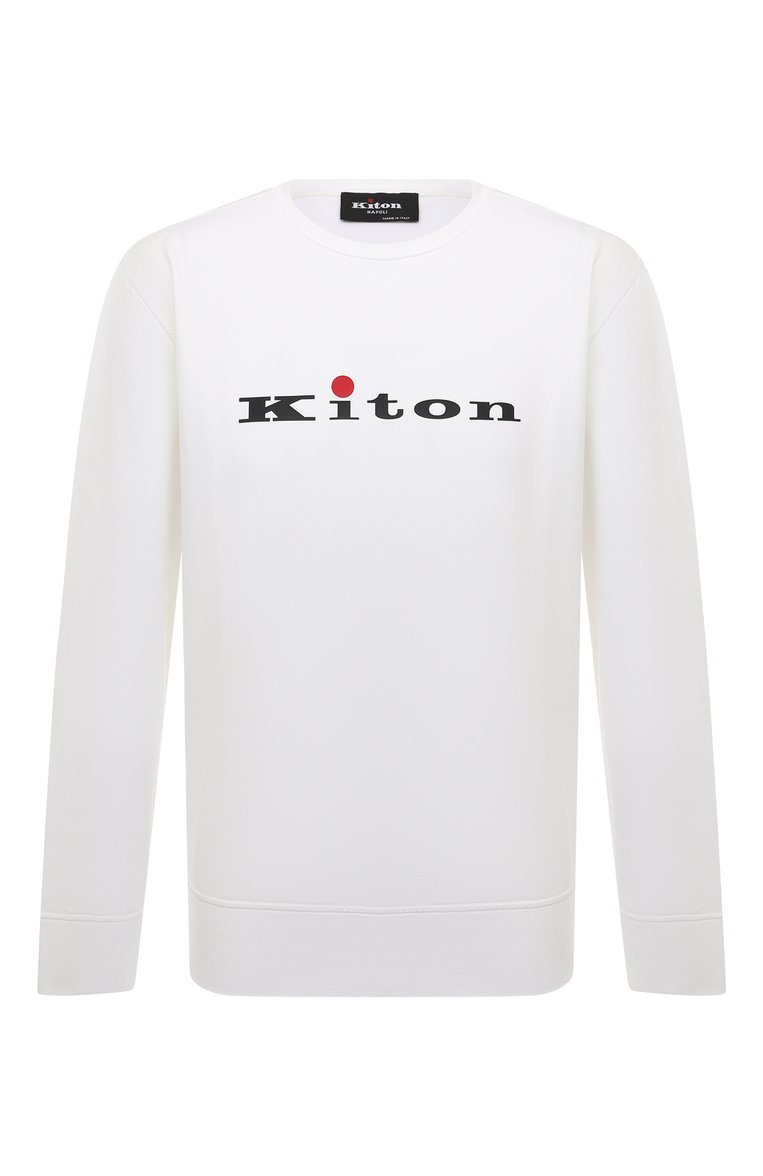 Мужской хлопковый свитшот KITON белого цвета, арт. UMK0377 | Фото 1 (Материал внешний: Хлопок; Длина (для топов): Стандартные; Рукава: Длинные; Стили: Кэжуэл; Мужское Кросс-КТ: свитшот-одежда; Принт: С принтом; Детали: Без декора; Автоматизация ТО: Проставлено; Автоматизация состава: Проставлено)