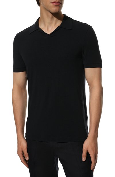 Поло из вискозы GIORGIO ARMANI темно-синего цвета по цене 38800 руб., арт. 3GSF51/SJP4Z, фото 3 Поло из вискозы GIORGIO ARMANI, арт. 3GSF51/SJP4Z, фото 3