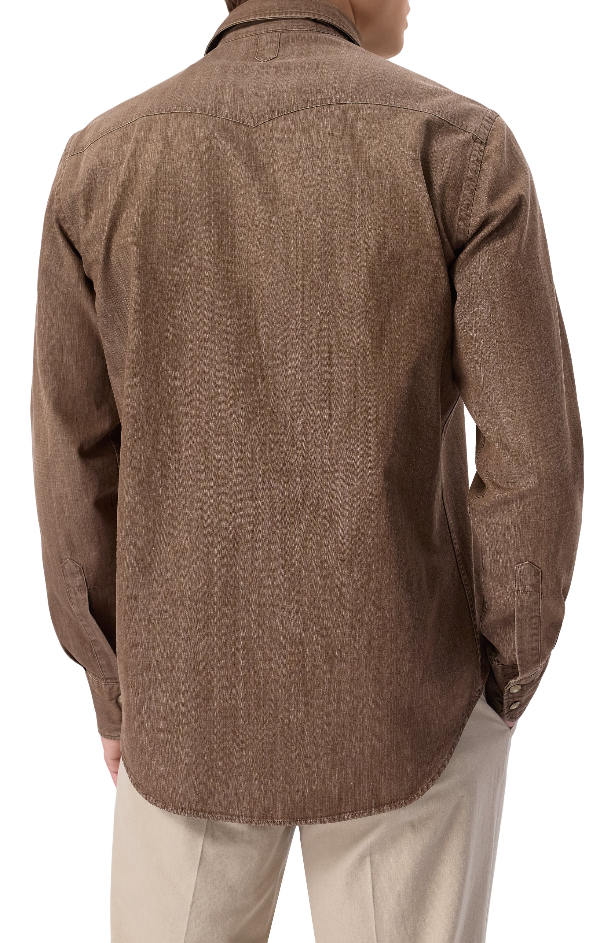 Хлопковая рубашка CANALI коричневого цвета по цене 49100 руб., арт. CSL7066/GJ03491, фото 4 Хлопковая рубашка CANALI, арт. CSL7066/GJ03491, фото 4