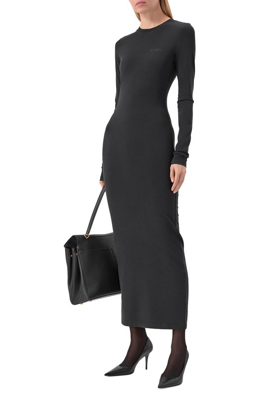 Хлопковое платье VETEMENTS WE76DR540B/1200 STRETCH JERSEY Чёрный  WE76DR540B/1200 STRETCH JERSEY Фото 2