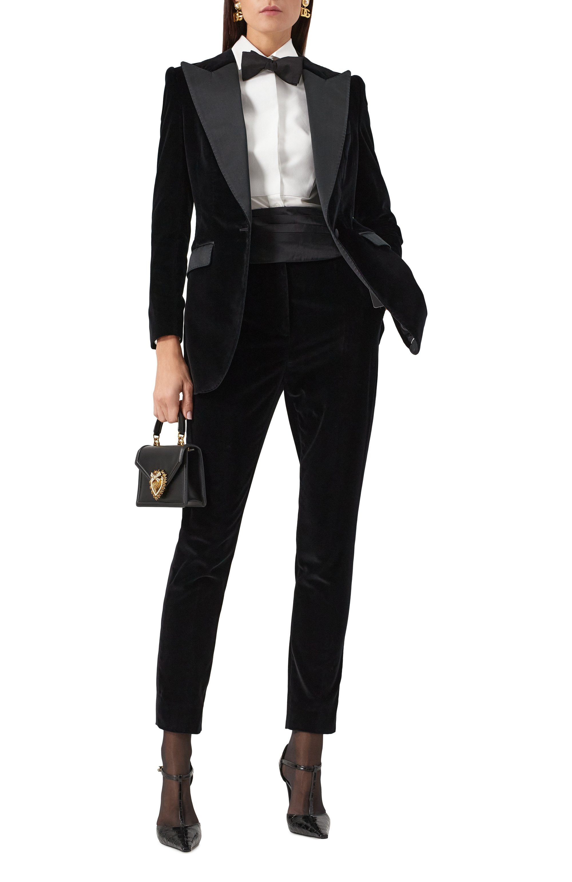 Бархатный жакет DOLCE & GABBANA черного цвета по цене 351500 руб., арт. F2942T/FUVG7, фото 2 Бархатный жакет DOLCE & GABBANA, арт. F2942T/FUVG7, фото 2