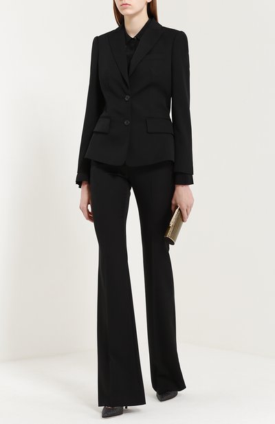 Расклешенные брюки со стрелками ALEXANDER MCQUEEN черного цвета по цене 75300 руб., арт. 308721/QIJ12, фото 2 Расклешенные брюки со стрелками ALEXANDER MCQUEEN, арт. 308721/QIJ12, фото 2
