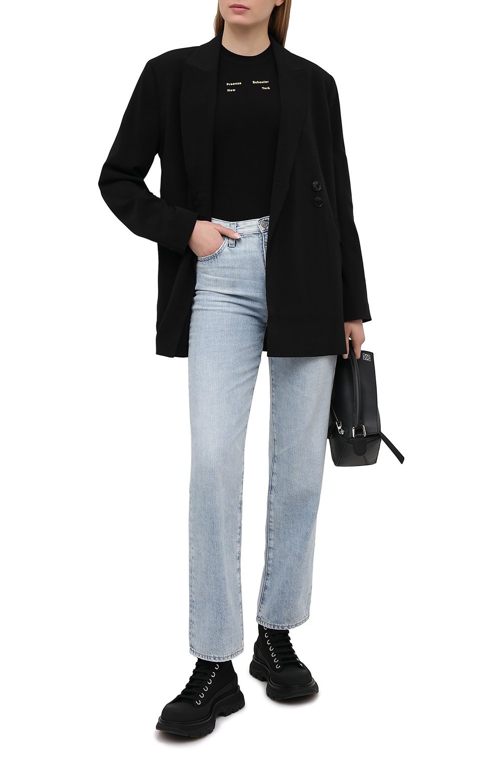Хлопковая футболка PROENZA SCHOULER WHITE LABEL черного цвета по цене 17550 руб., арт. WL2114226-JC144, фото 2 Хлопковая футболка PROENZA SCHOULER WHITE LABEL, арт. WL2114226-JC144, фото 2