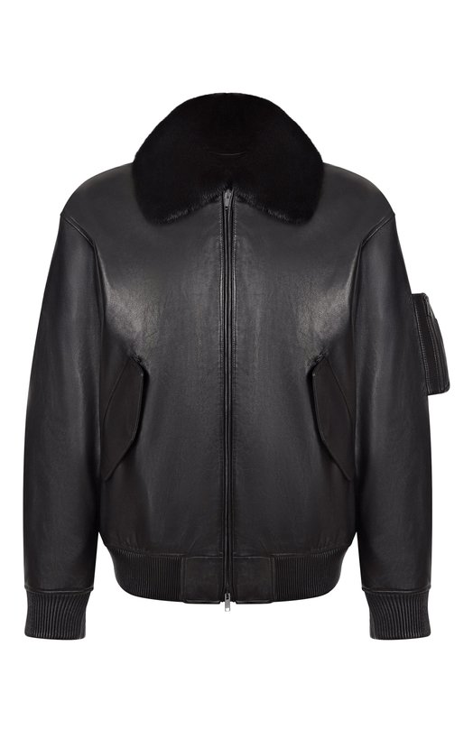 Кожаный бомбер с подкладкой из норки MVST M25.1PM.0004/BIG SIZE/PL0NGE Чёрный M25.1PM.0004/BIG SIZE/PL0NGE