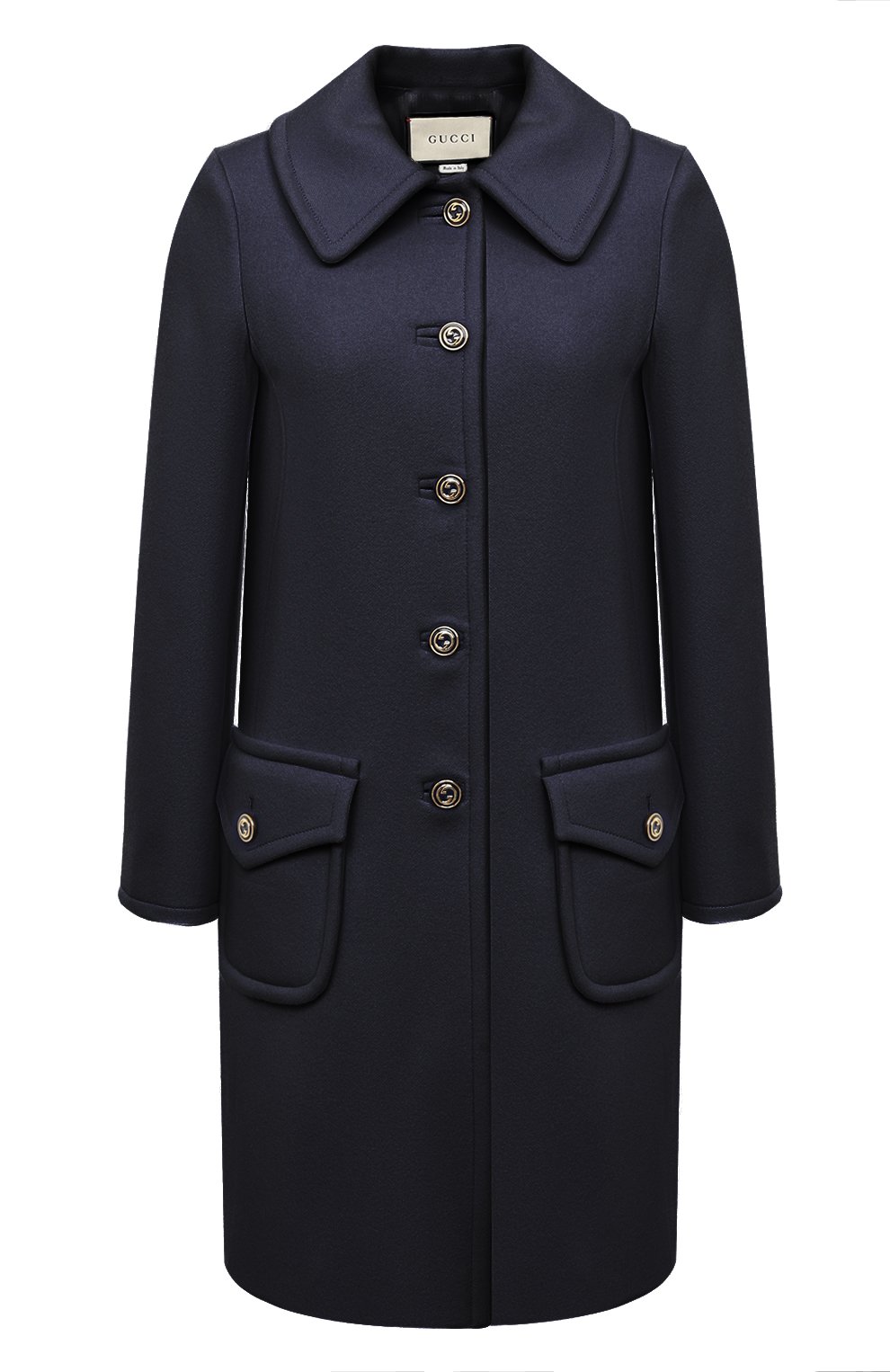 Шерстяное пальто GUCCI темно-синего цвета по цене 285120 руб., арт. 626300/ZHW03, фото 1 Шерстяное пальто GUCCI, арт. 626300/ZHW03, фото 1