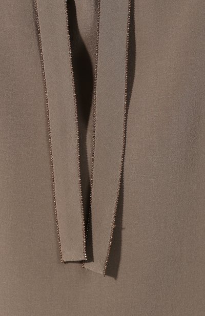 Шелковый топ BRUNELLO CUCINELLI хаки цвета по цене 99500 руб., арт. MF948DC200, фото 5 Шелковый топ BRUNELLO CUCINELLI, арт. MF948DC200, фото 5