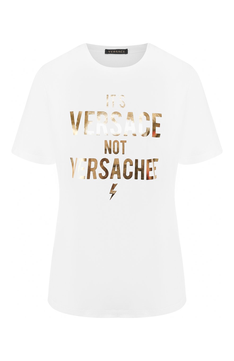 Хлопковая футболка VERSACE белого цвета по цене 31700 руб., арт. A83851/A201952, фото 1 Хлопковая футболка VERSACE, арт. A83851/A201952, фото 1