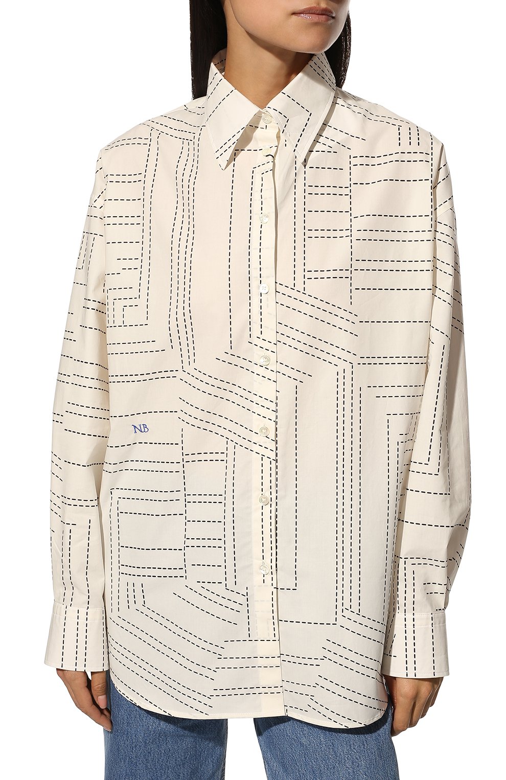 Хлопковая рубашка NOBLE&BRULEE молочного цвета по цене 44000 руб., арт. NB010222/1, фото 3 Хлопковая рубашка NOBLE&BRULEE, арт. NB010222/1, фото 3